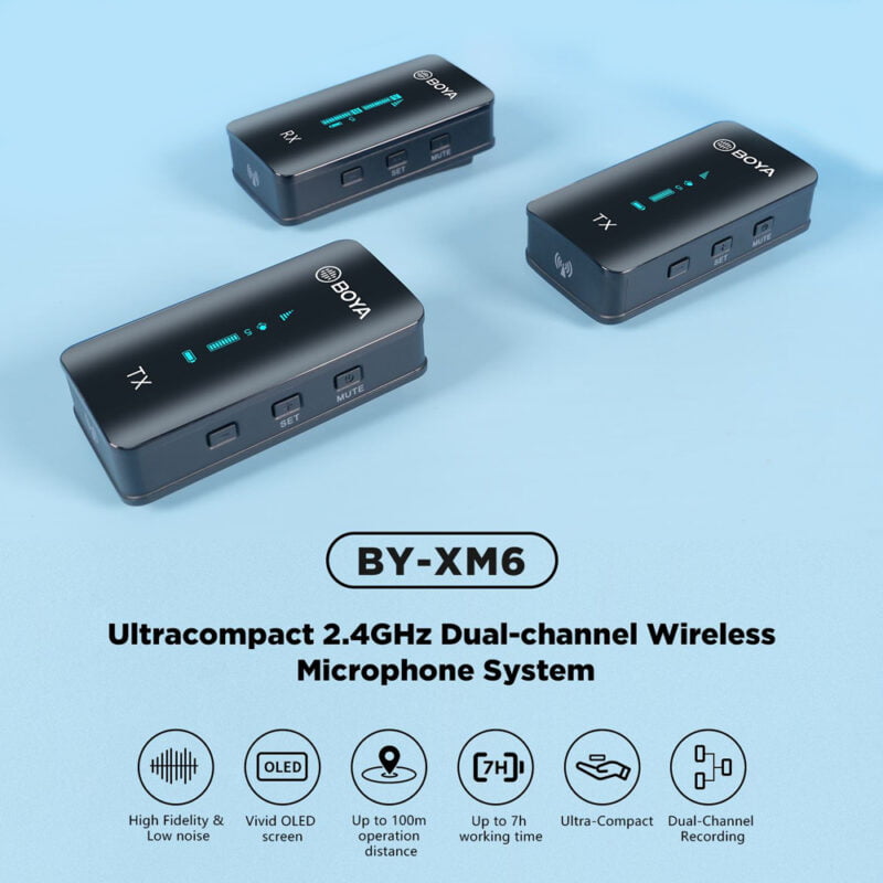 boya by-xm6-s2 Microfone sem fio de canal duplo