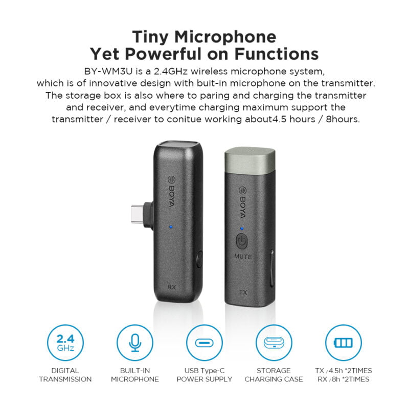 BOYA microfone sem fio BY-WM3U