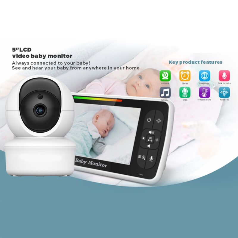 Babá Eletrônica Sem Fio Baby Monitor SM650 Tela Lcd 5 pol. 2.4GHz