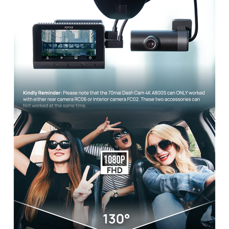 Câmera Veicular 70mai Dash Cam A800S+Rear Cam Set 4K