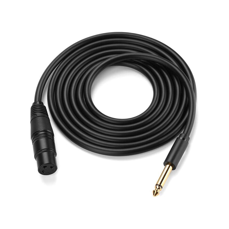Cabo Microfone Ugreen 6.5mm p/ Xlr Cannon Fêmea 3m Preto