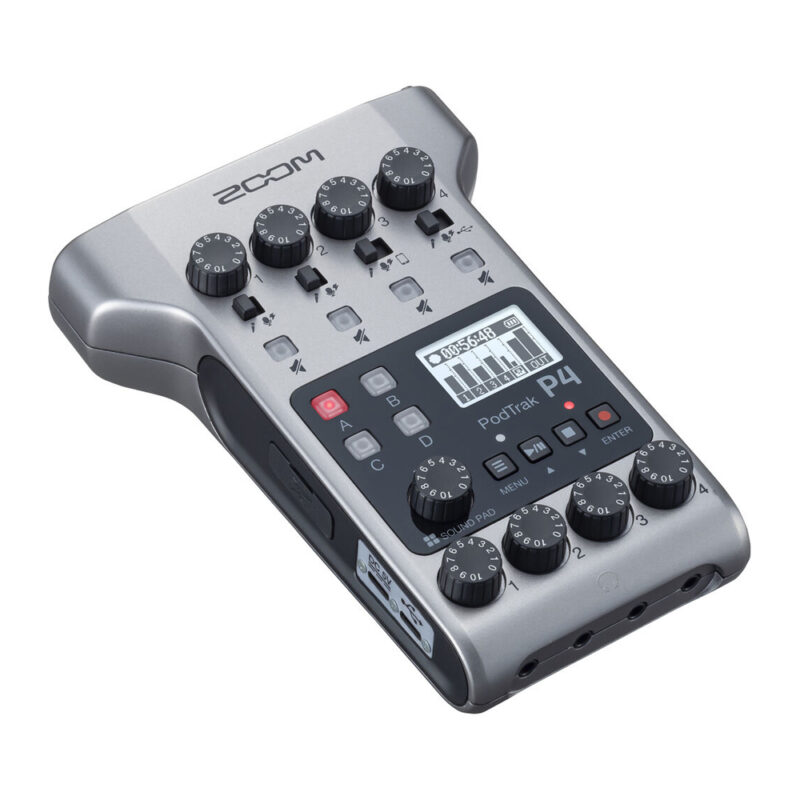 Gravador Áudio Zoom PodTrak P4 Podcast Profissional Portátil