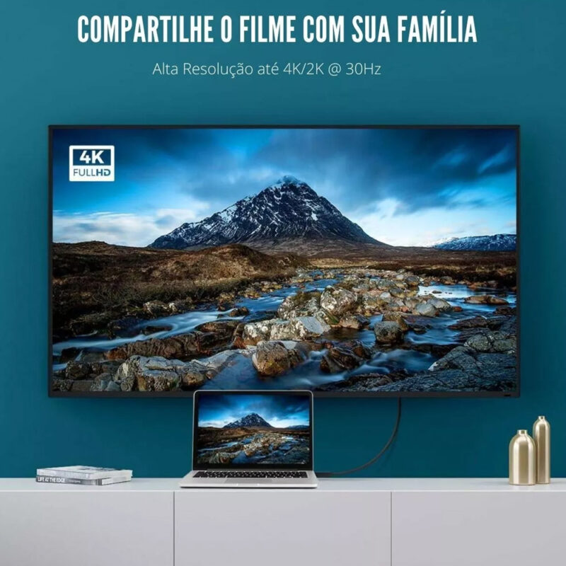 Cabo DisplayPort para Hdmi 2.0 Ugreen 4k/30hz 2m Preto