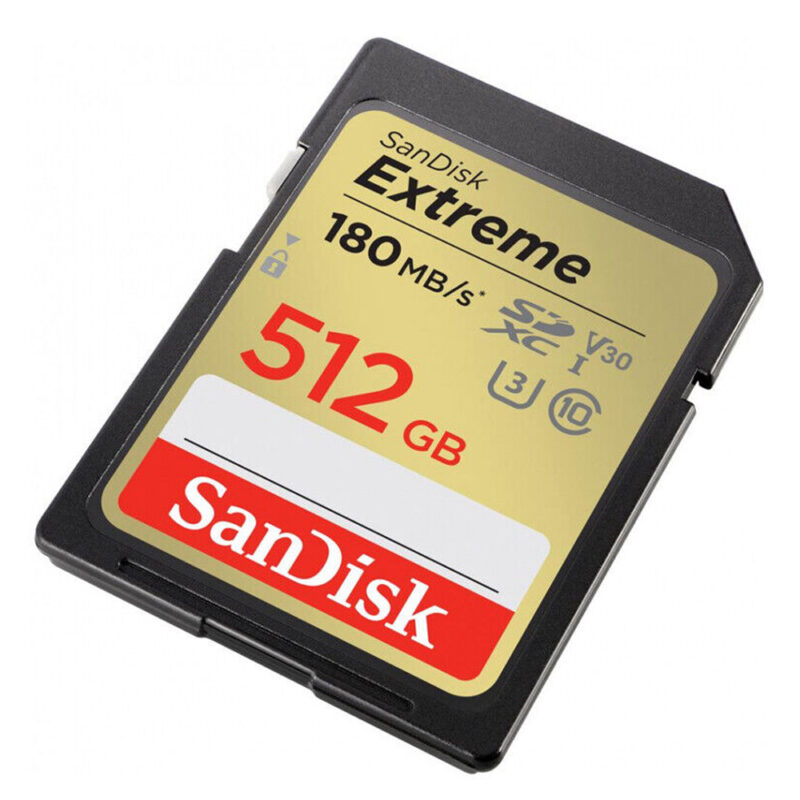 Cartão de Memória Sandisk 512gb Cartão Sd Extreme 180Mbs