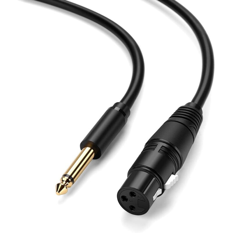 Cabo Microfone Ugreen 6.5mm p/ Xlr Cannon Fêmea 3m Preto