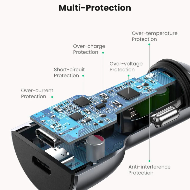 Carregador Veicular Ugreen Usb C Turbo Qc 3.0 40W para Carro