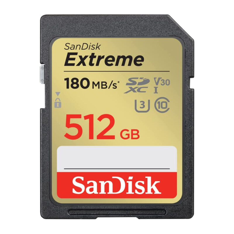Cartão de Memória Sandisk 512gb Cartão Sd Extreme 180Mbs