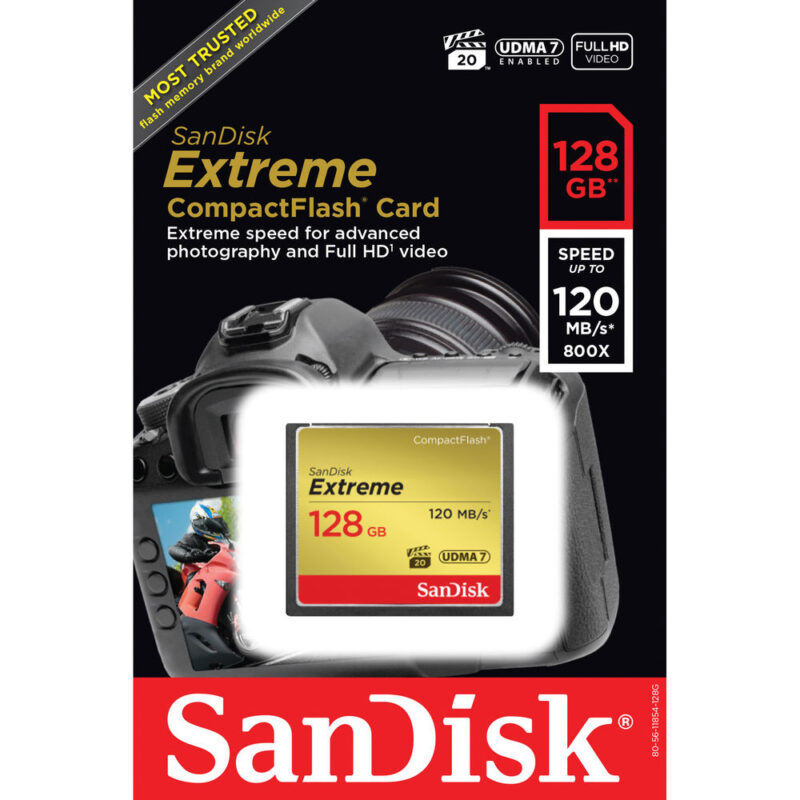 Cartão de Memória SanDisk Compact Flash Extreme 128GB 120MB/s