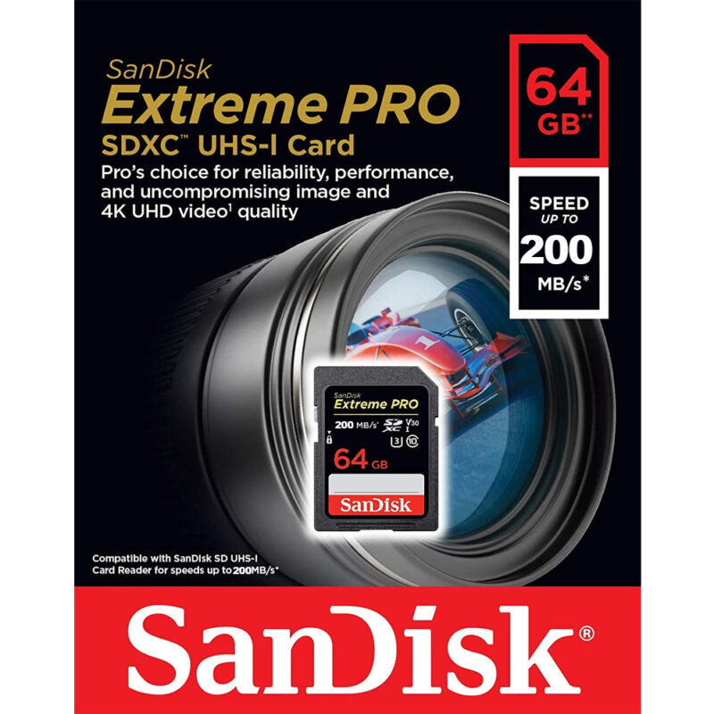 Cartão Memória Sdxc Sandisk 64gb Extreme Pro V30 200Mbs