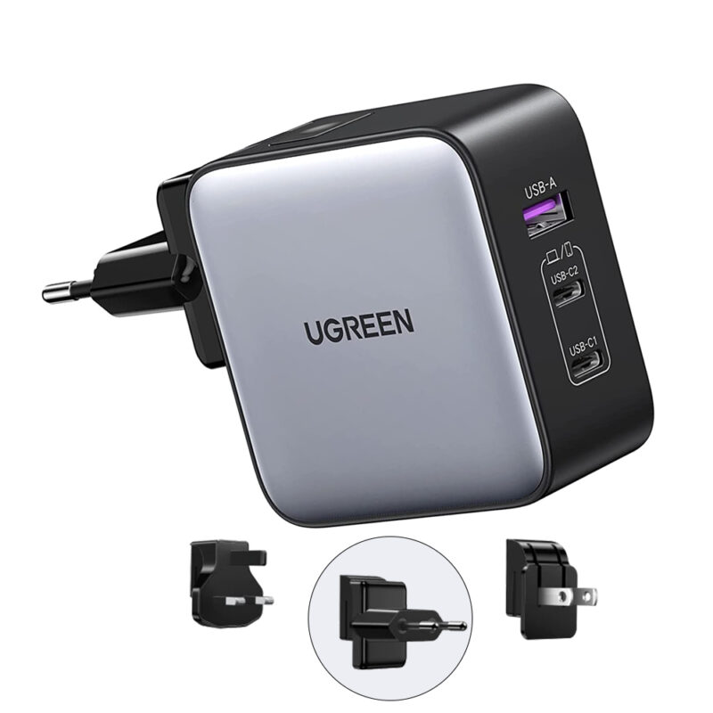 Carregador Rápido Ugreen Turbo Max. 65W 3 em 1 Usb A/C Preto