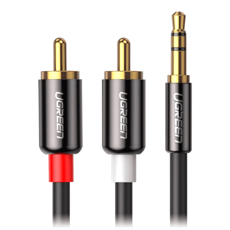 Cabo de Áudio Ugreen 3.5mm para 2Rca Macho 1.5 Metro Preto