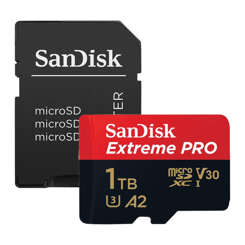 Sandisk Extreme PRO microSDXC UHS-I Card with adapter 1Tb speeds up to 200MB/s Read 140MB/s V30 A2 SDSQXCD-1T00-GN6MA