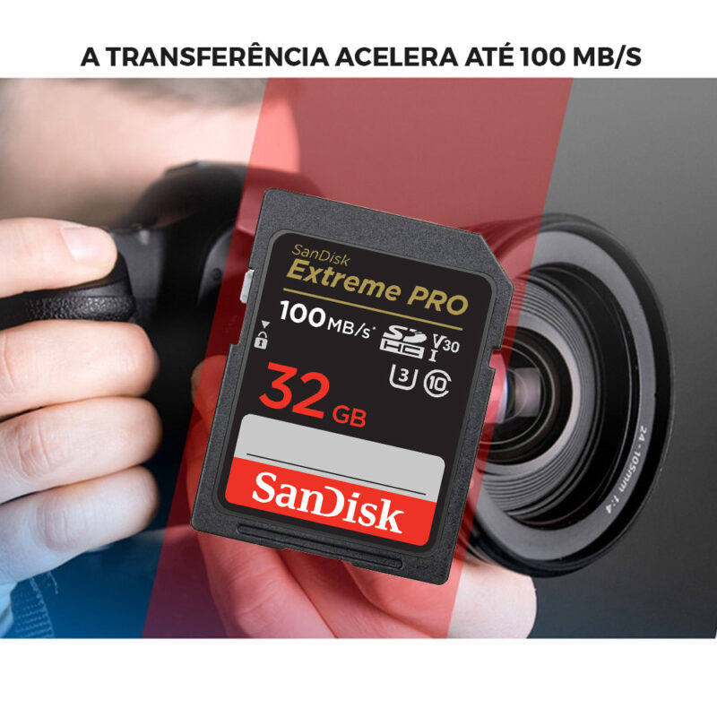 Cartão Memória Sandisk 32gb Extreme Pro 100Mbs Uhs-I c10