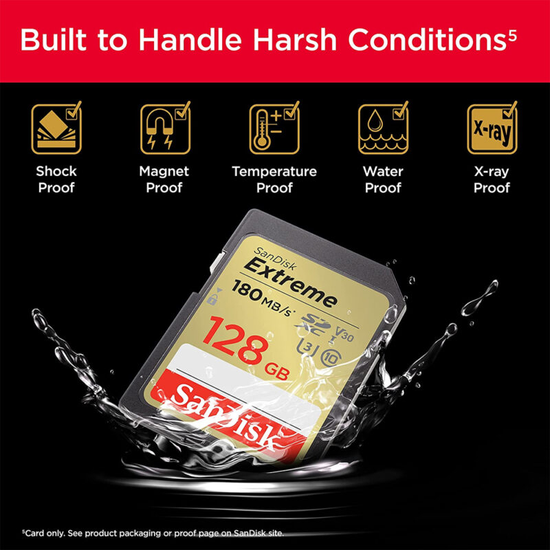 Sandisk Extreme SDXC UHS-I Card 128gb 180mb/s V3 C10 SDSDXVA-128G-GNCIN
