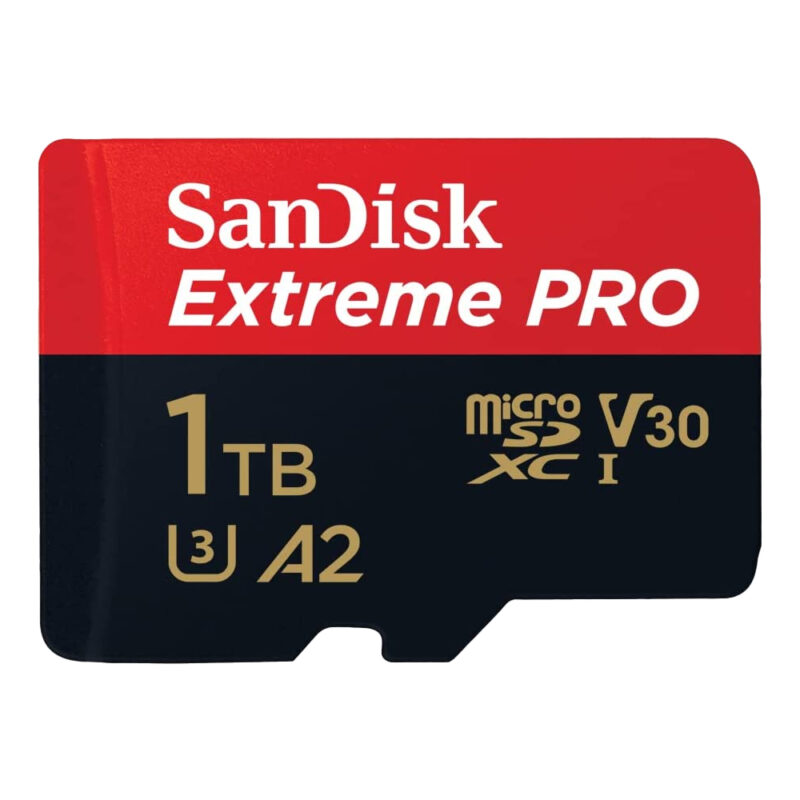 Sandisk Extreme PRO microSDXC UHS-I Card with adapter 1Tb speeds up to 200MB/s Read 140MB/s V30 A2 SDSQXCD-1T00-GN6MA