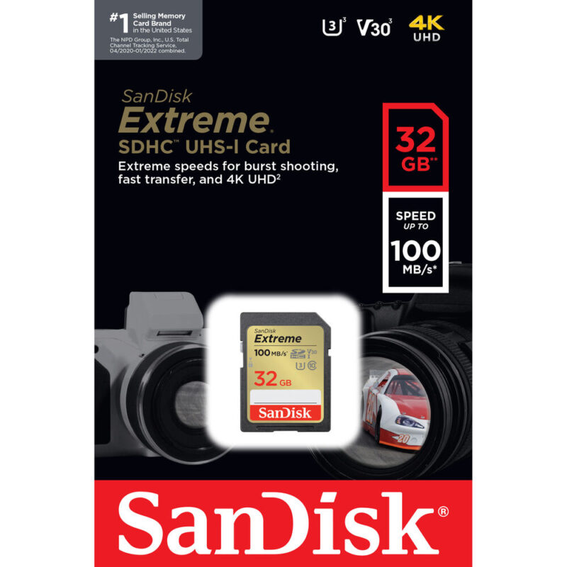 Sandisk Extreme SDHC UHS-I Card 32gb speed 100mb/s SDSDXVT-032G-GNCIN