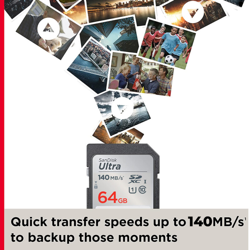 SanDisk Ultra SDXC™ UHS I Card 64GB Speed up to 140Mb/s SD491SDUNB 064G GN6IN