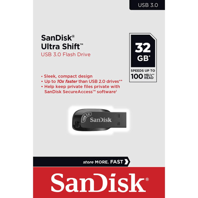 Sandisk Ultra Shift USB 3.0 Flash Drive 32GB Speed Up to 100 Mb/s Read SDCZ410 032G G46