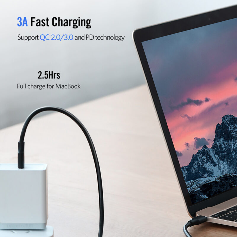 Cabo Usb C 2.0 Ugreen Macho/Macho 480Mbs Max. 3A 1M Preto