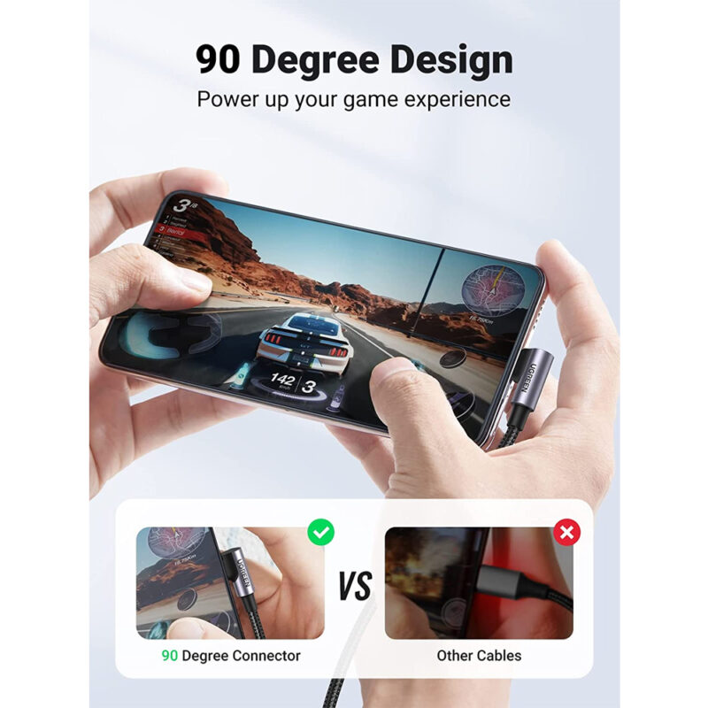 Cabo Usb-C Ugreen p/ Usb C 2.0 Ângulo de 90 Graus 1 Metro