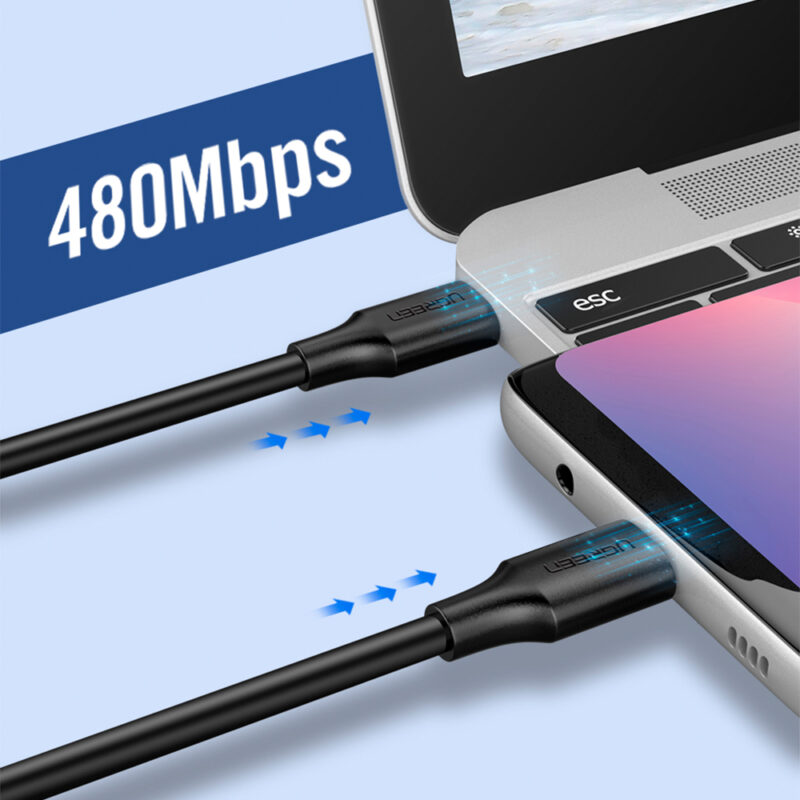 Cabo Dados Usb C 2.0 Ugreen Macho 480Mbs Max. 3A 0.5M Preto