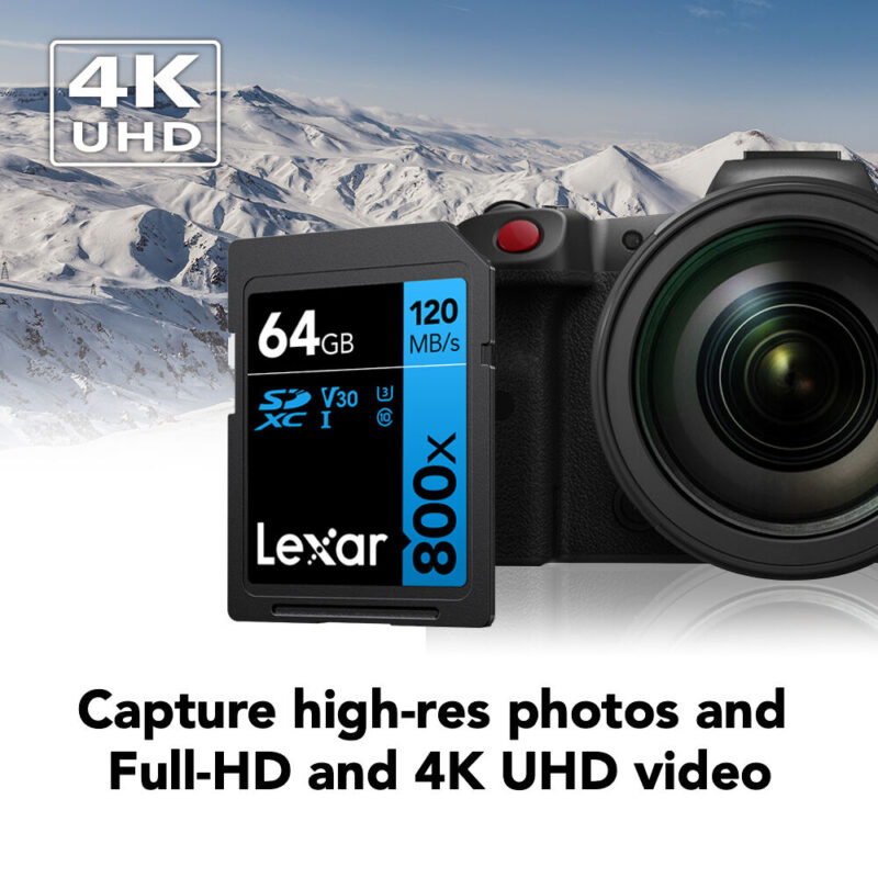 Cartão de Memória Lexar 64gb Cartão Sd 120Mbs Classe V30
