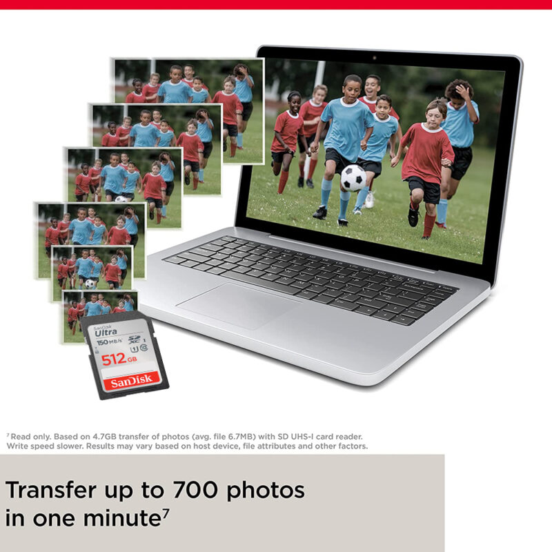 Cartão de Memória Sandisk 512gb Cartão Sd Ultra 150Mbs c10
