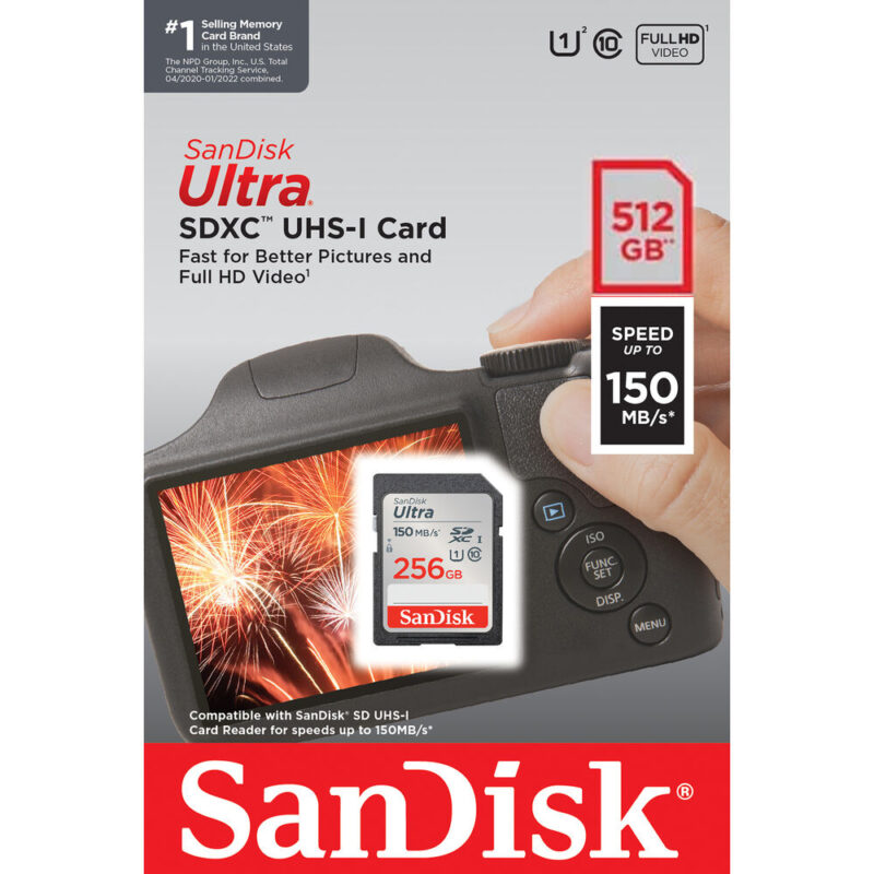 Cartão de Memória Sandisk 512gb Cartão Sd Ultra 150Mbs c10