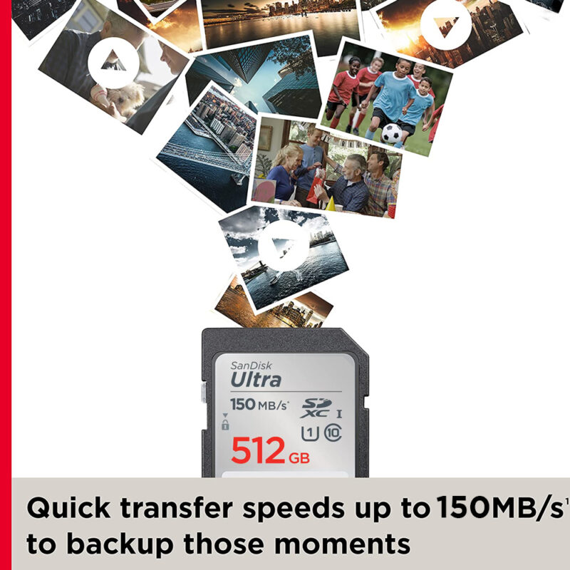 Cartão de Memória Sandisk 512gb Cartão Sd Ultra 150Mbs c10