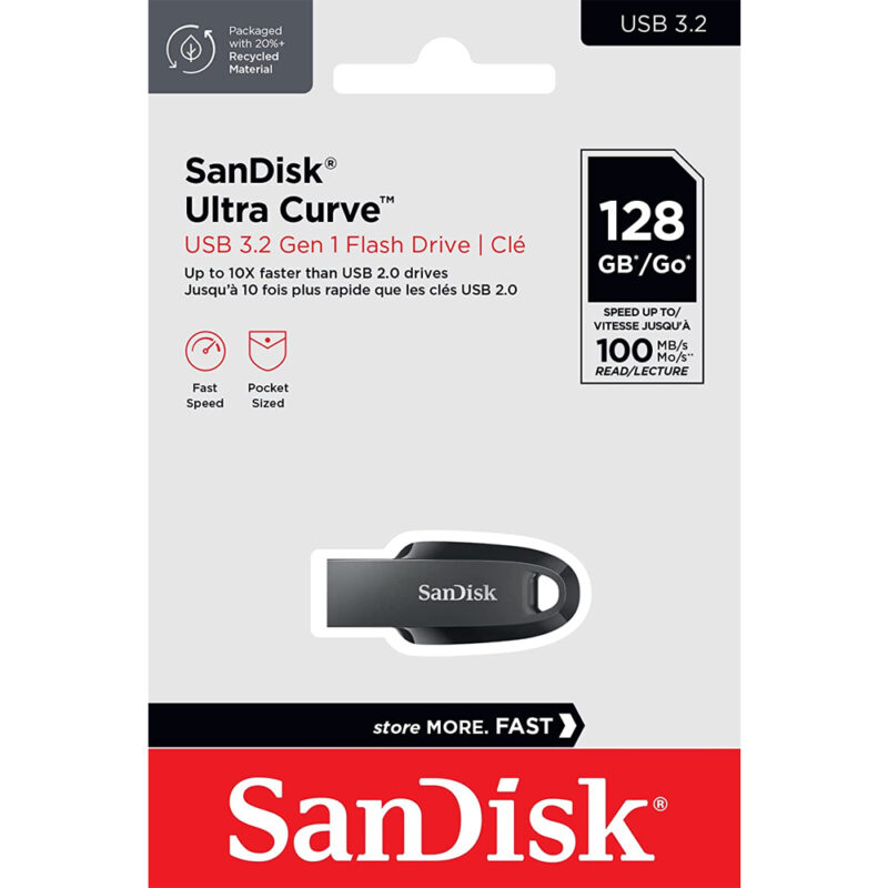 Pendrive Sandisk 128gb Flash Drive Usb 3.2 Gen1 100Mbs Preto