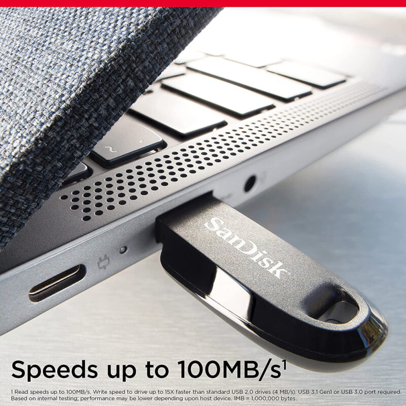 Pendrive Sandisk 128gb Flash Drive Usb 3.2 Gen1 100Mbs Preto