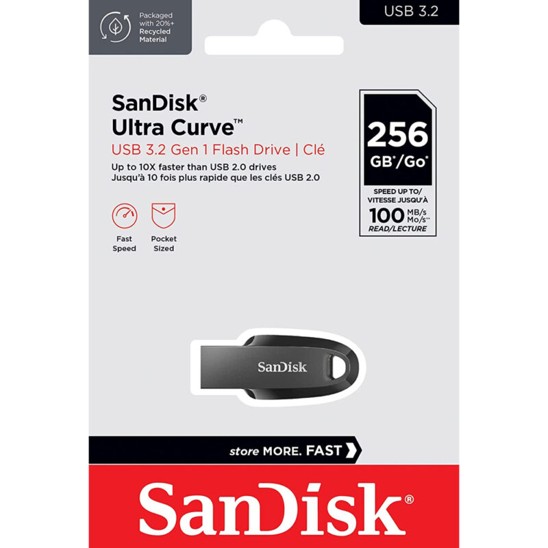Pendrive Sandisk 256gb Flash Drive Usb 3.2 Gen1 100Mbs Preto