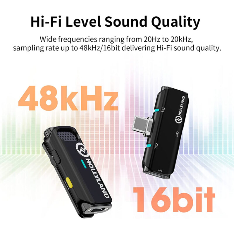 Sistema de Microfone Lapela Hollyland Lark C1 p/Usb C Preto