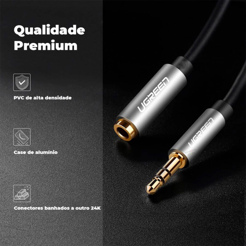 UGREEN 3.5mm Male to 3.5mm Female Extension Cable 3m (Black) 10595