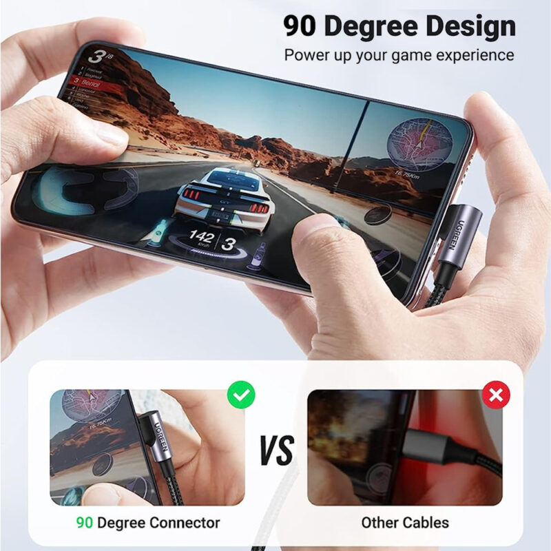 Cabo de Dados Usb C Ugreen p/ Usb C 90° Macho/Macho 2 Metros Preto