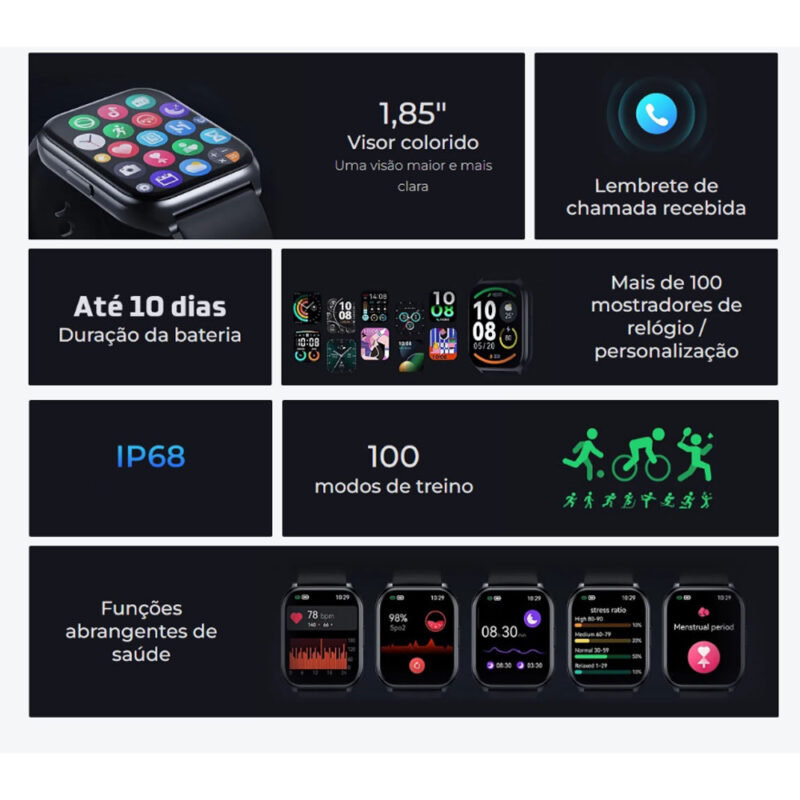 Smartwatch Haylou Watch 2 Pro BT 5.3 Tela de 1.85 pol. Azul