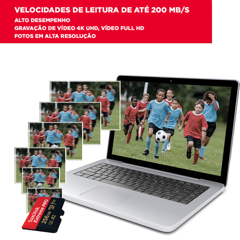 Cartão Memória MicroSd Sandisk 256gb Micro Sd com Adaptador