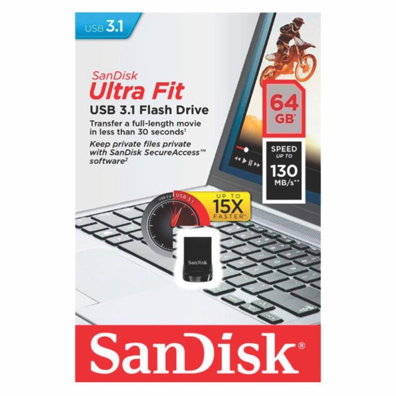 Pen Drive 64GB Mini Ultra Fit USB 3.1 130MBs Sandisk