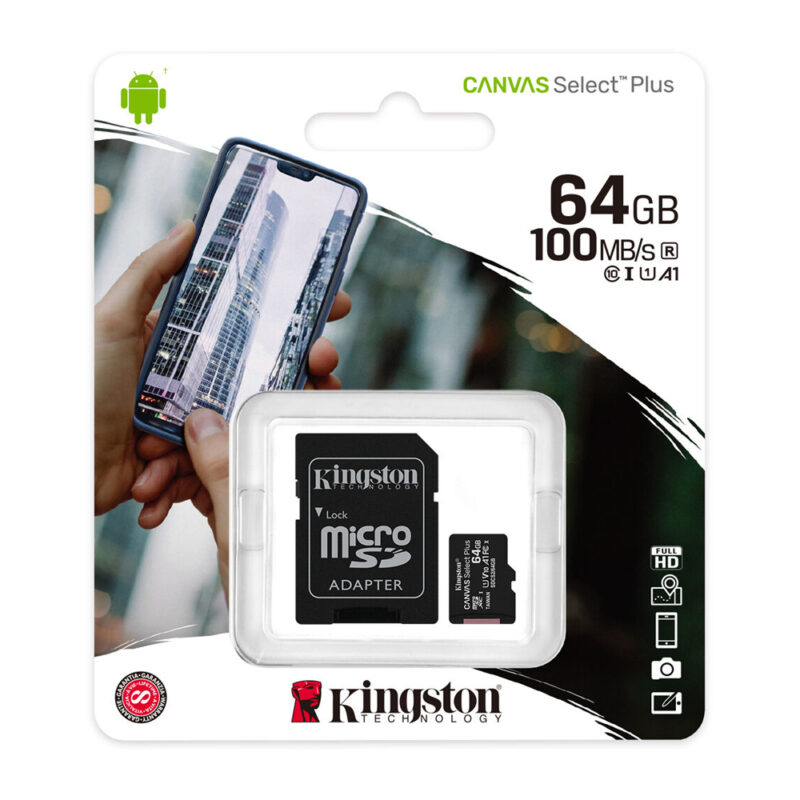 Cartão Memória Micro Sd Kingston 64gb MicroSd 100Mbs e Adapt
