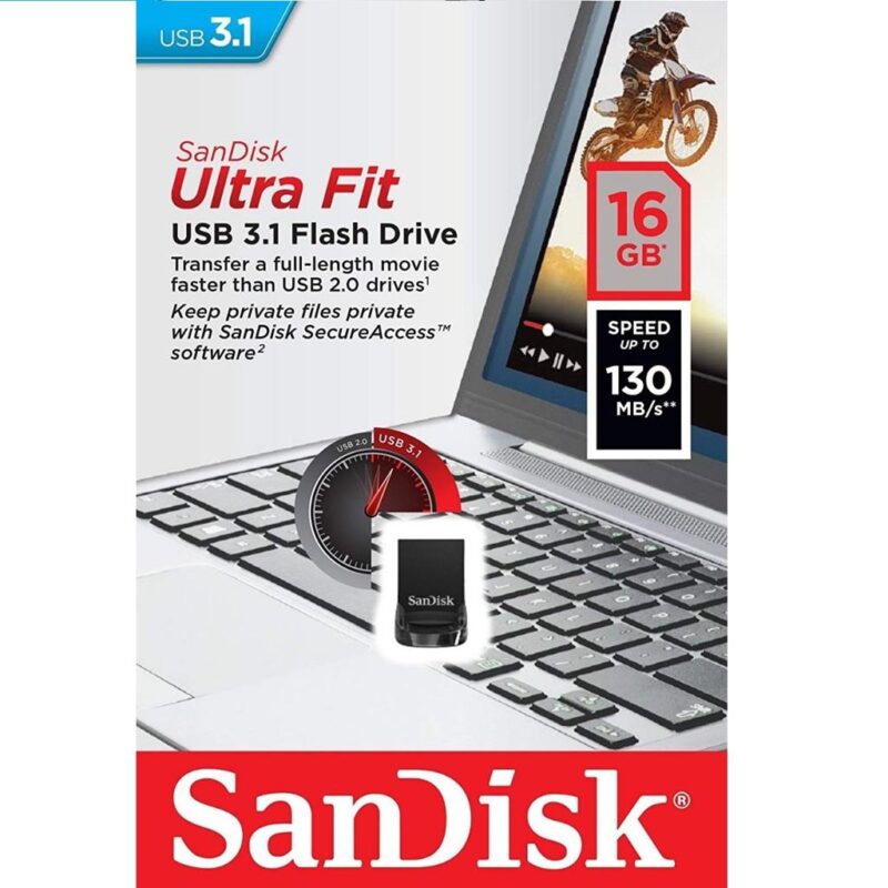 Mini Pen Drive SanDisk Ultra Fit 16gb Usb3.1 130mbs