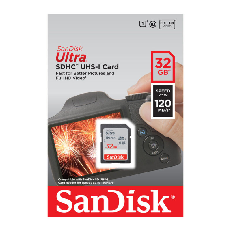 Cartão de Memória Sd Sandisk 32gb Ultra 120Mbs Classe c10