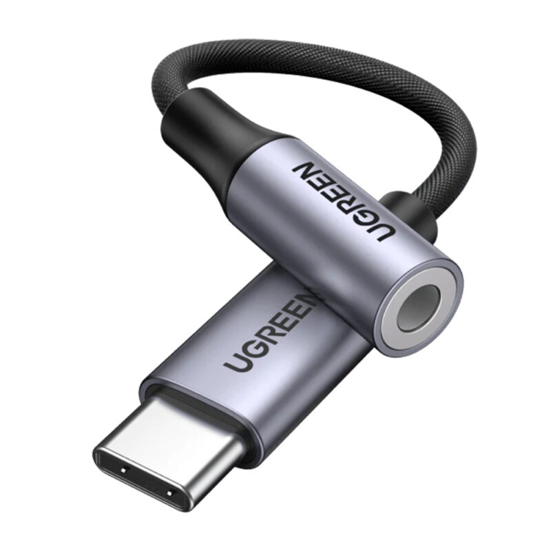 Cabo de Áudio Ugreen AV142  Usb Tipo C p 3,5mm 10cm Cinza