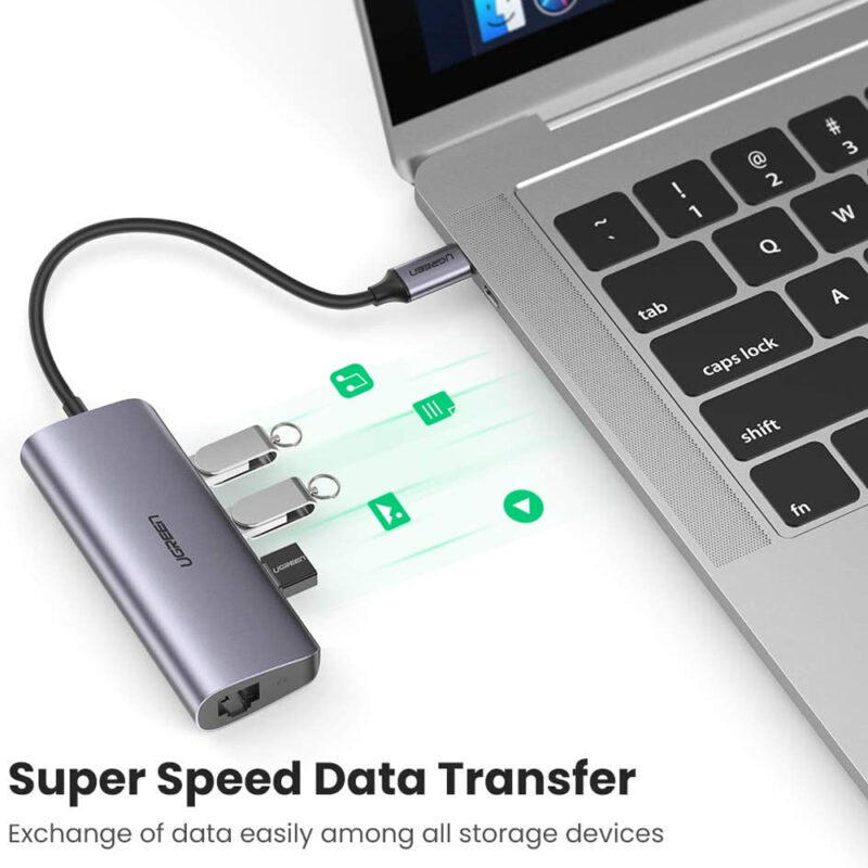 Adaptador Multiportas Ugreen Usb Tipo C para Usb 3.0/Rj45