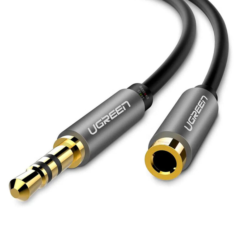Cabo de Áudio 3.5mm Ugreen Macho para Fêmea 2 Metros Preto