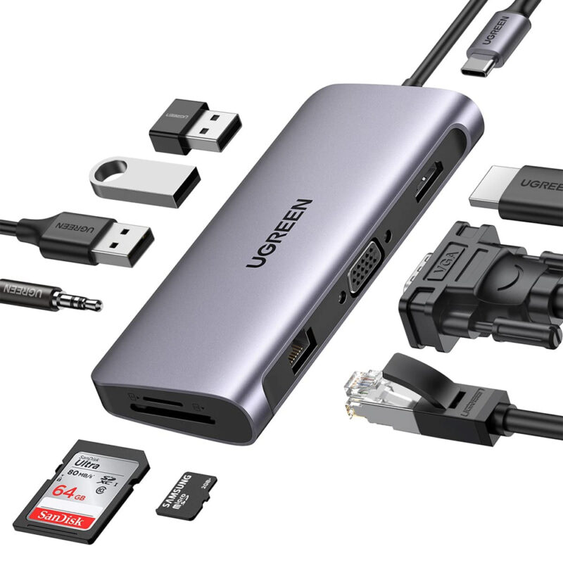 Hub Adaptador Multiportas Ugreen CM179 Usb Tipo C 9 em 1