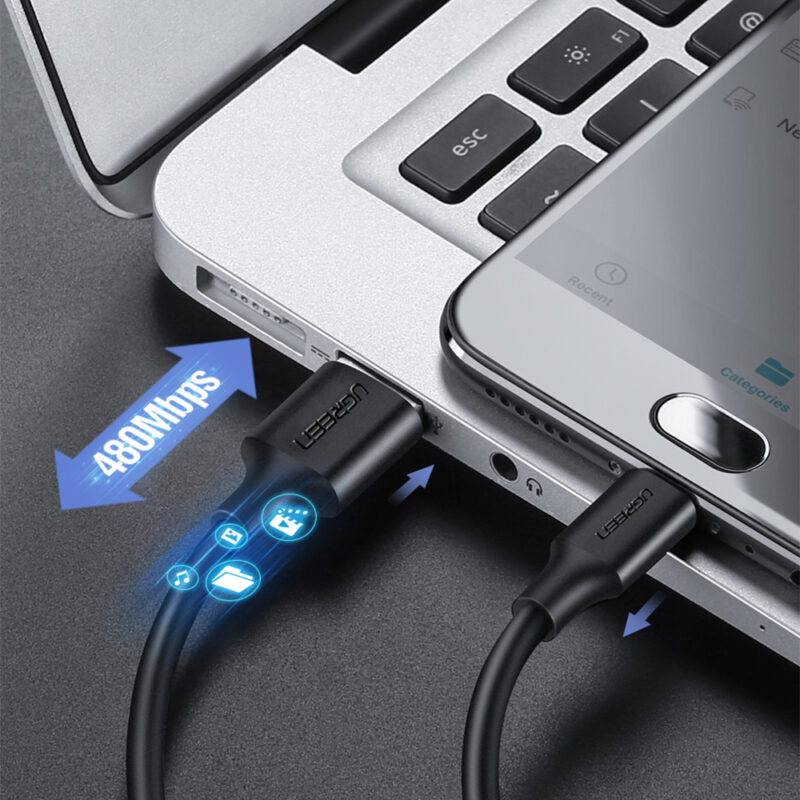 Cabo Usb 2.0 para Micro Usb Ugreen Macho 3 Metros Preto
