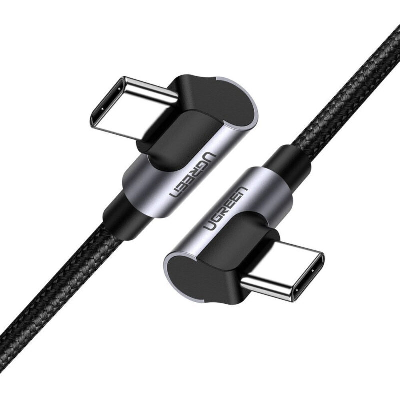 Cabo de Dados Ugreen Usb-C Angular Macho 1 Metro Preto