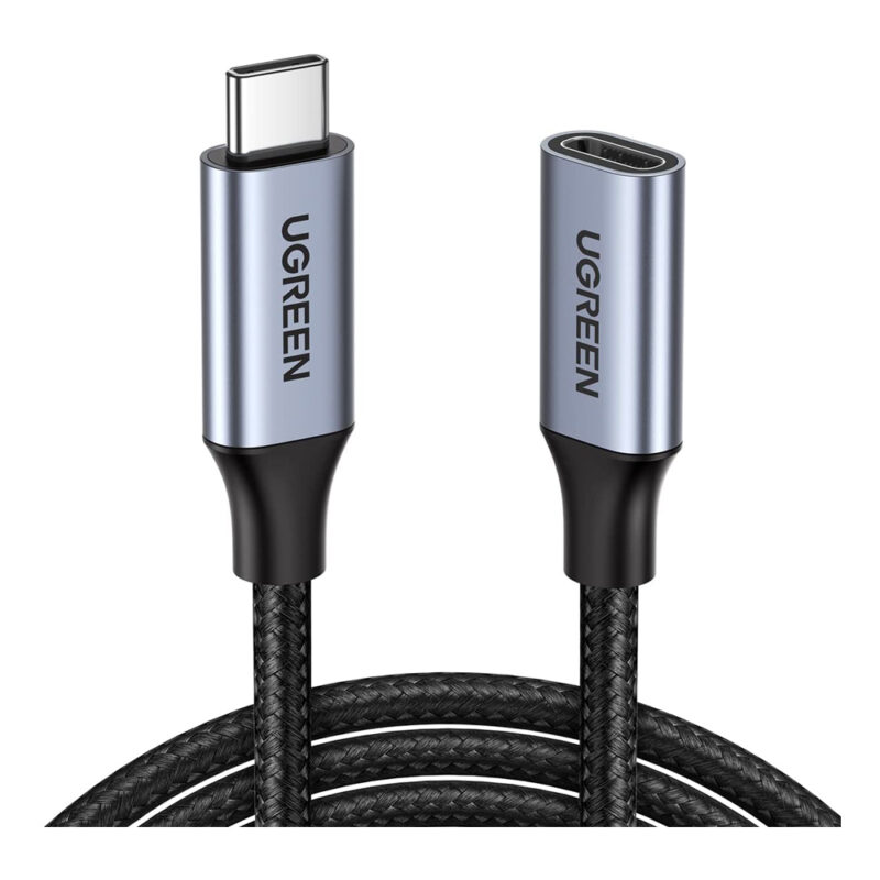UGREEN USB-C Male to Female Gen2 5A Braided Cable 0.5m (Black) 80810