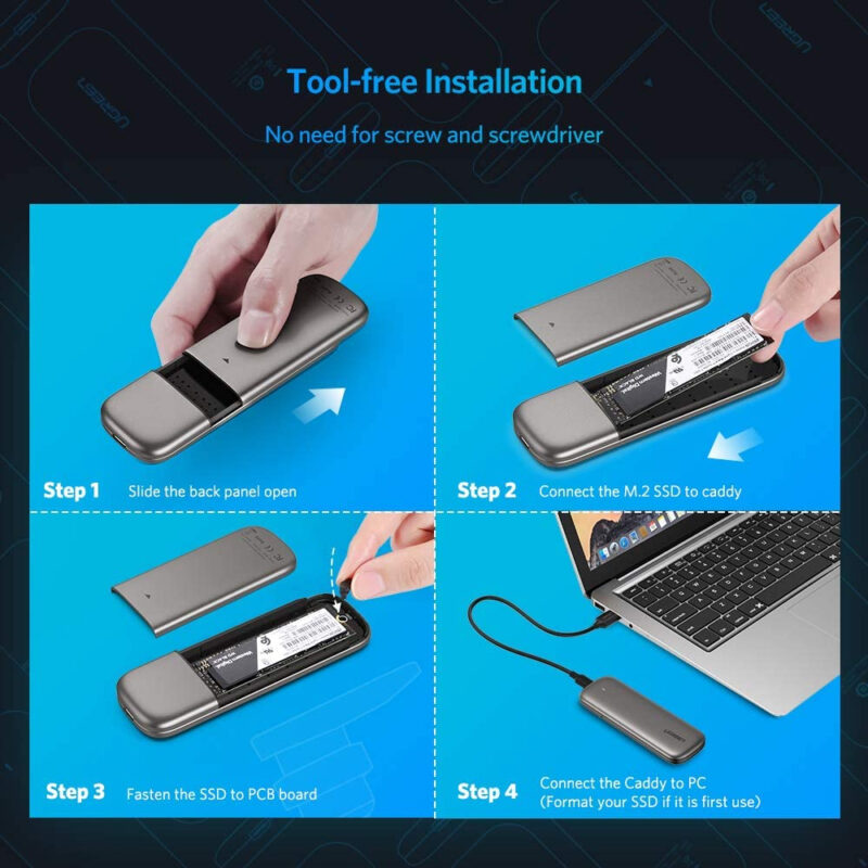 Case Ssd Ngff M.2 B-key Ugreen Porta Usb Tipo C Fêmea