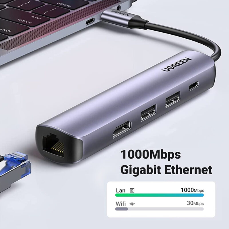 Hub Adaptador Multiportas Ugreen 5 em 1 Interface Usb Tipo C
